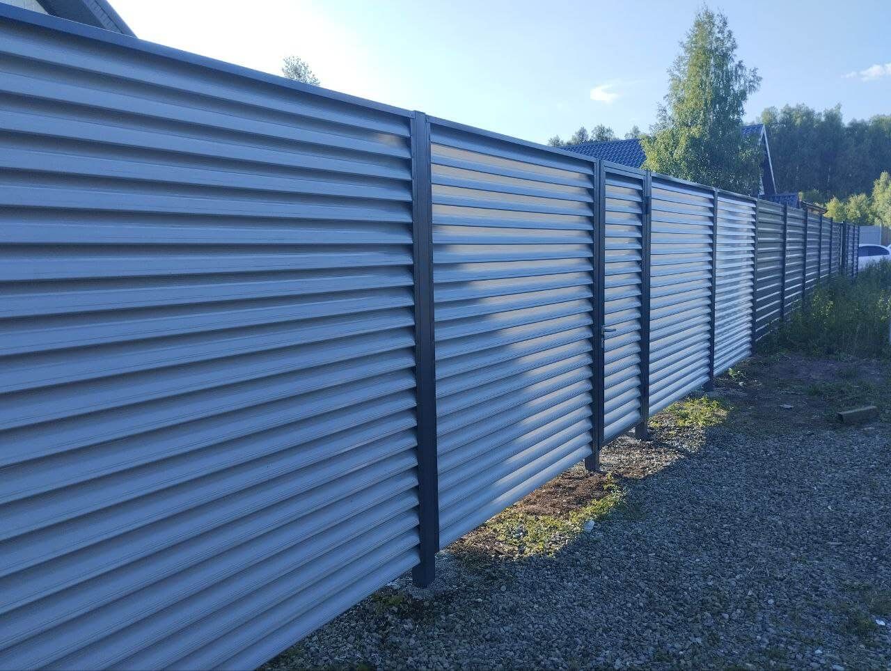 Забор из ламелей еврожалюзи 20м RAL7004 Серый в Новокубанске